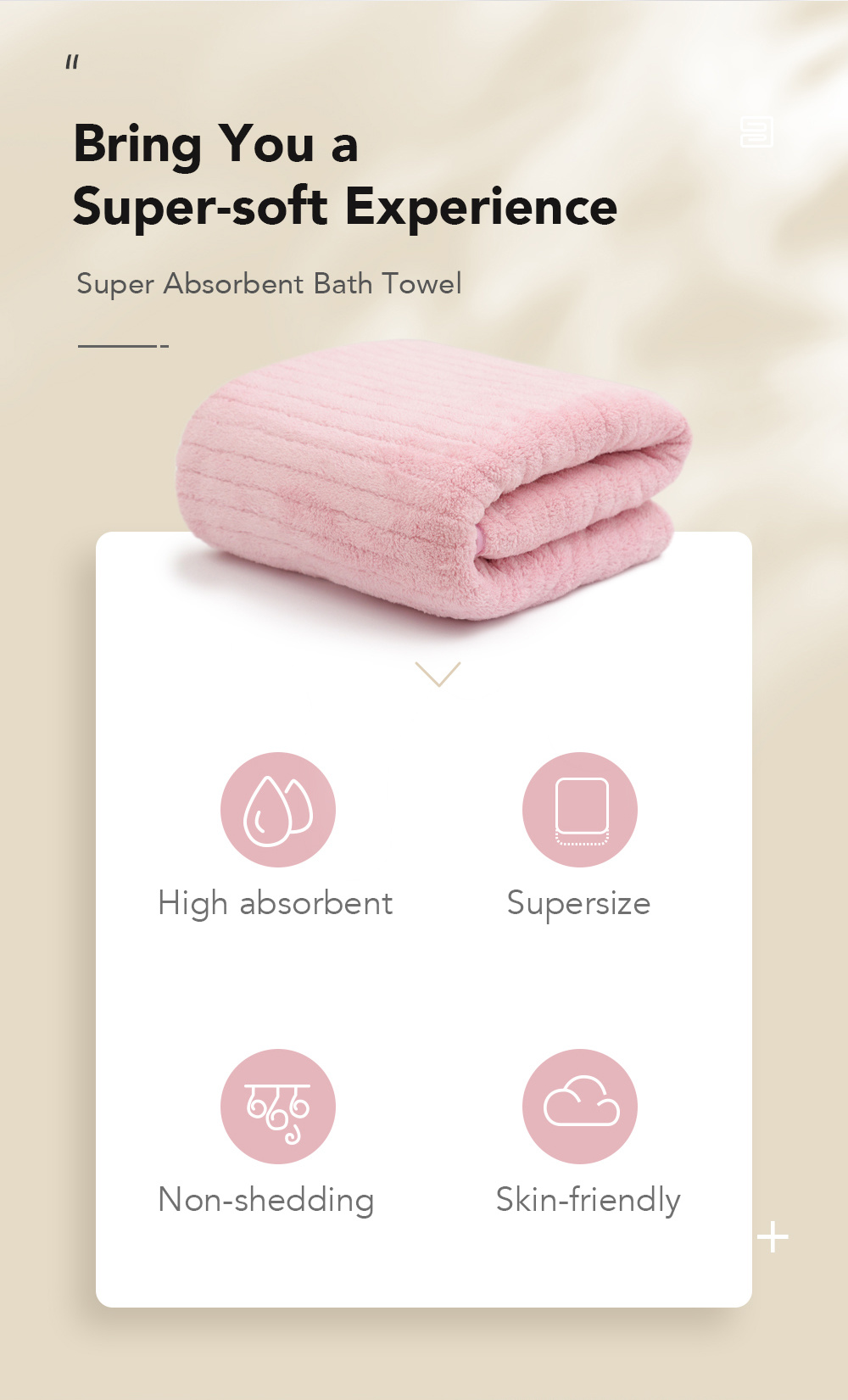 Plain Coral Velvet Vertical Stripe Supersize Bath Towel-2